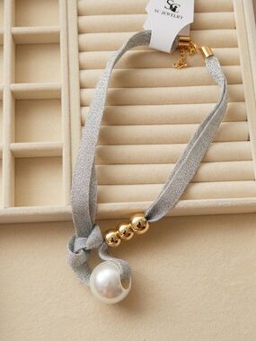ZARA STYLE MESH BALL FAUX PEARL NECKLACE